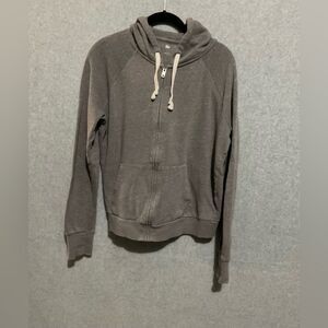 SO Heather Gray Full Zip Up Hoodie Sweatshirt Size Large Soft Raglan Athleisure